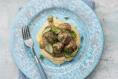 Scandinavian meatballs with pickled cucumber, dill and mash