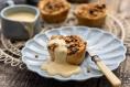 Mini apple crumble pies with vanilla custard