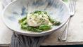 Steamed cod with asparagus and vinegar butter