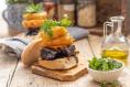 Beef cheek sliders with crispy onion rings