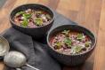 Gazpacho with black olive, basil and feta
